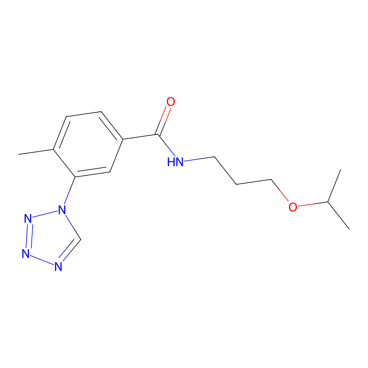 N-(3-isopropoxypropyl)-4-methyl-3-(1H-tetrazol-1-yl)benzamide molecular structure, CAS 1219580-71-8