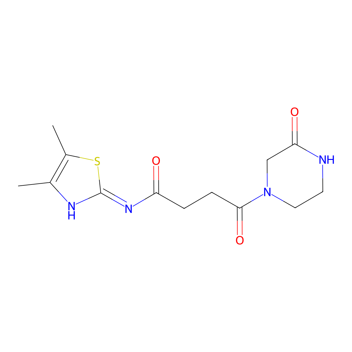 N-(4,5-dimethyl-1,3-thiazol-2-yl)-4-oxo-4-(3-oxopiperazino)butanamide molecular structure, CAS 1219580-74-1