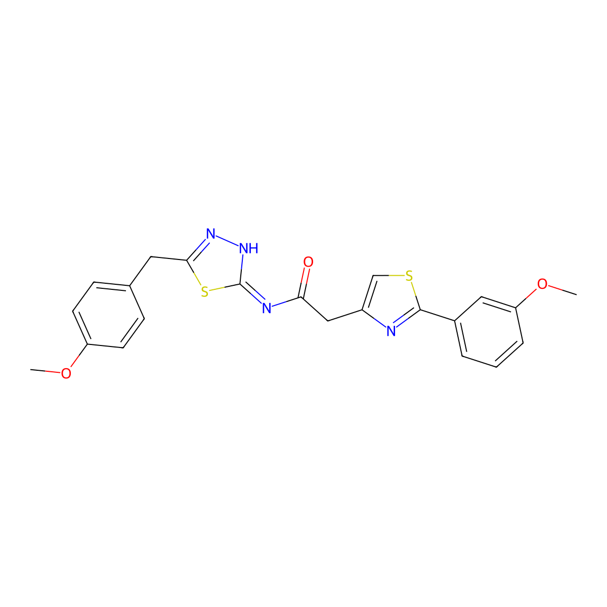 N-[(2E)-5-(4-methoxybenzyl)-1,3,4-thiadiazol-2(3H)-ylidene]-2-[2-(3-methoxyphenyl)-1,3-thiazol-4-yl]acetamide molecular structure, CAS 1219580-81-0