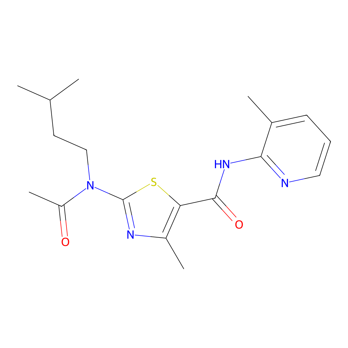 2-[acetyl(isopentyl)amino]-4-methyl-N-(3-methyl-2-pyridyl)-1,3-thiazole-5-carboxamide molecular structure, CAS 1219580-84-3