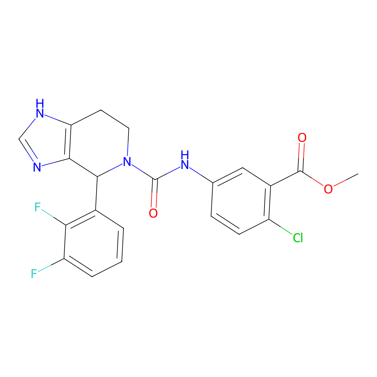 methyl 2-chloro-5-({[4-(2,3-difluorophenyl)-1,4,6,7-tetrahydro-5H-imidazo[4,5-c]pyridin-5-yl]carbonyl}amino)benzoate molecular structure, CAS 1219580-85-4