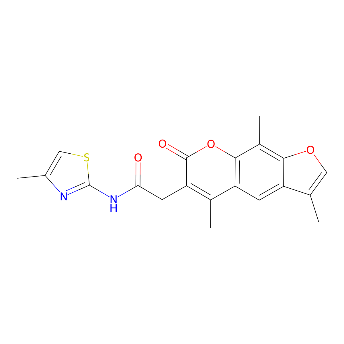 N-(4-methyl-1,3-thiazol-2-yl)-2-(3,5,9-trimethyl-7-oxo-7H-furo[3,2-g]chromen-6-yl)acetamide molecular structure, CAS 1219580-94-5