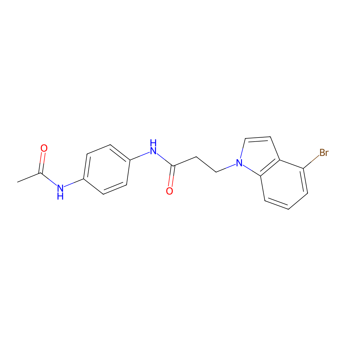 N-[4-(acetylamino)phenyl]-3-(4-bromo-1H-indol-1-yl)propanamide molecular structure, CAS 1219581-04-0