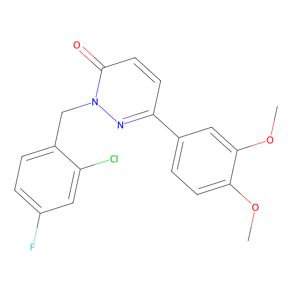2-(2-chloro-4-fluorobenzyl)-6-(3,4-dimethoxyphenyl)pyridazin-3(2H)-one molecular structure, CAS 1219581-19-7