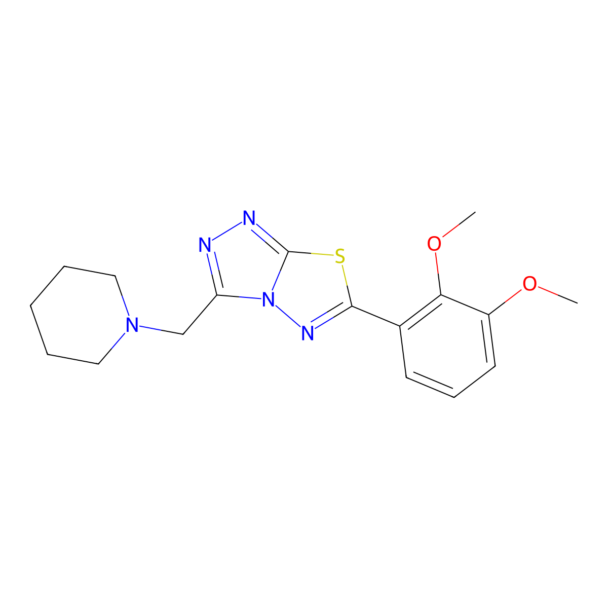 6-(2,3-Dimethoxyphenyl)-3-(1-piperidinylmethyl)[1,2,4]triazolo[3,4-b][1,3,4]thiadiazole molecular structure, CAS 1219581-37-9