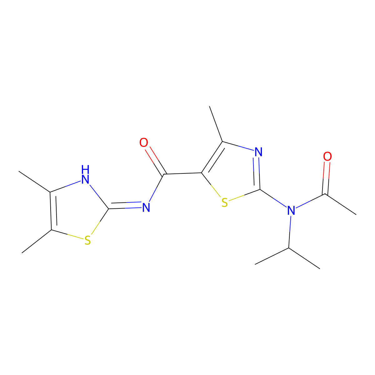 2-[acetyl(propan-2-yl)amino]-N-[(2E)-4,5-dimethyl-1,3-thiazol-2(3H)-ylidene]-4-methyl-1,3-thiazole-5-carboxamide molecular structure, CAS 1219581-59-5