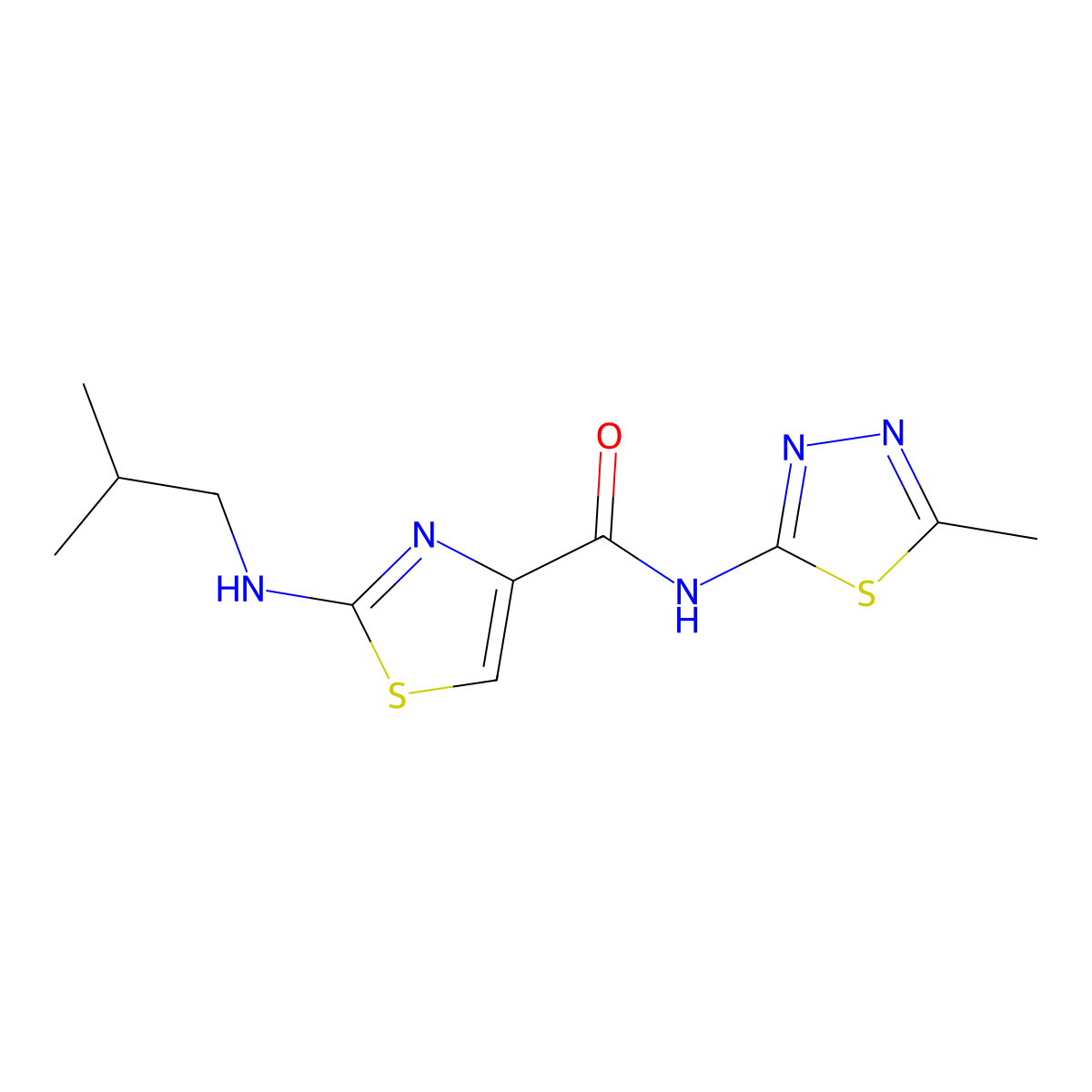 2-[(2-methylpropyl)amino]-N-[(2E)-5-methyl-1,3,4-thiadiazol-2(3H)-ylidene]-1,3-thiazole-4-carboxamide molecular structure, CAS 1219581-60-8