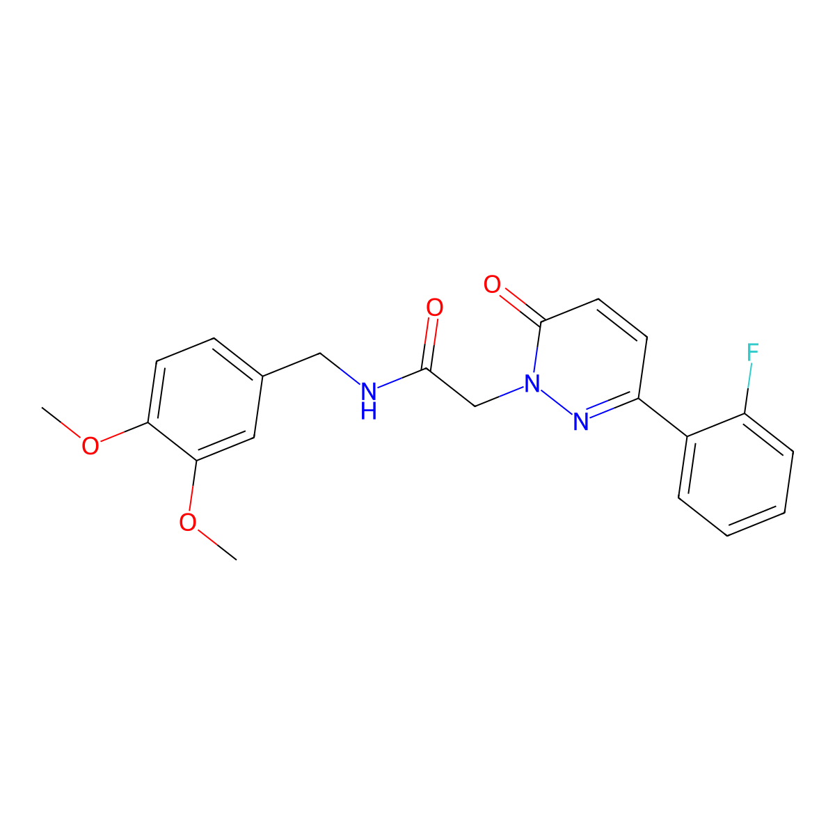 N-(3,4-dimethoxybenzyl)-2-[3-(2-fluorophenyl)-6-oxo-1(6H)-pyridazinyl]acetamide molecular structure, CAS 1219581-72-2