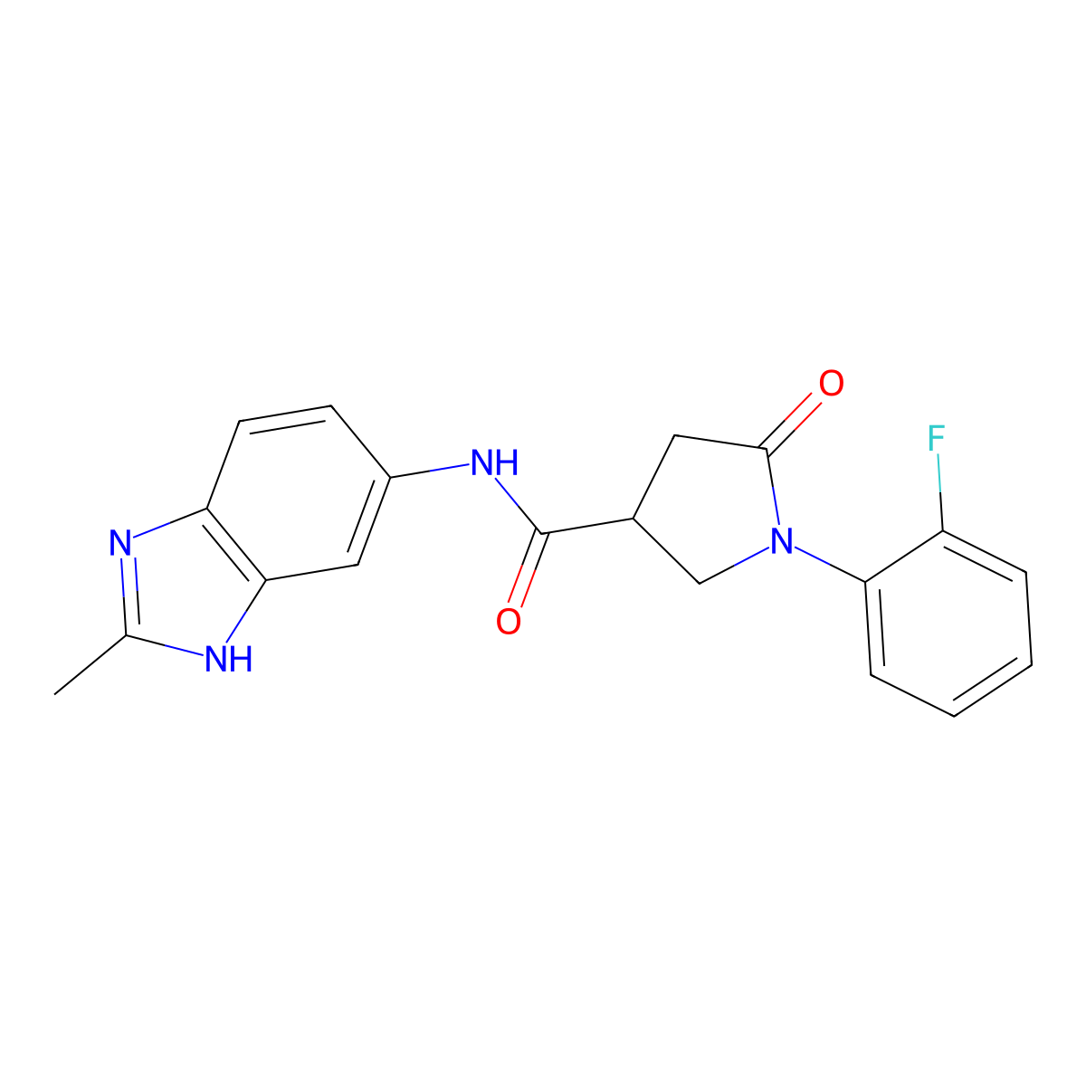 1-(2-fluorophenyl)-N-(2-methyl-1H-benzimidazol-5-yl)-5-oxopyrrolidine-3-carboxamide molecular structure, CAS 1219581-90-4