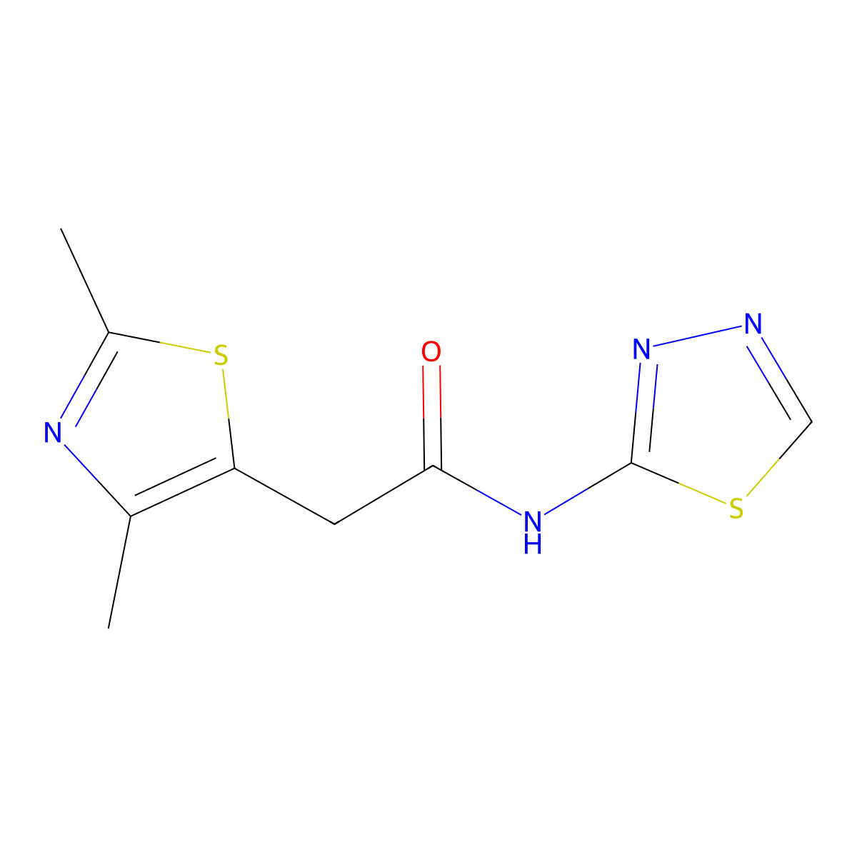 2-(2,4-dimethyl-1,3-thiazol-5-yl)-N-[(2E)-1,3,4-thiadiazol-2(3H)-ylidene]acetamide molecular structure, CAS 1219581-93-7