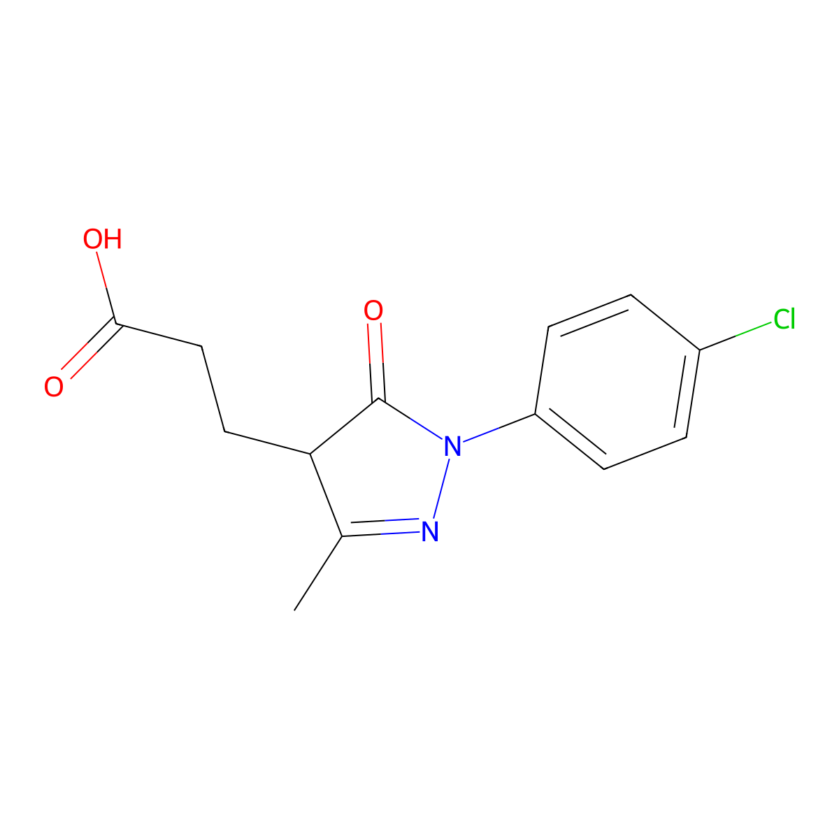 3-(1-(4-chlorophenyl)-3-methyl-5-oxo-4,5-dihydro-1H-pyrazol-4-yl)propanoic acid molecular structure, CAS 1219581-96-0