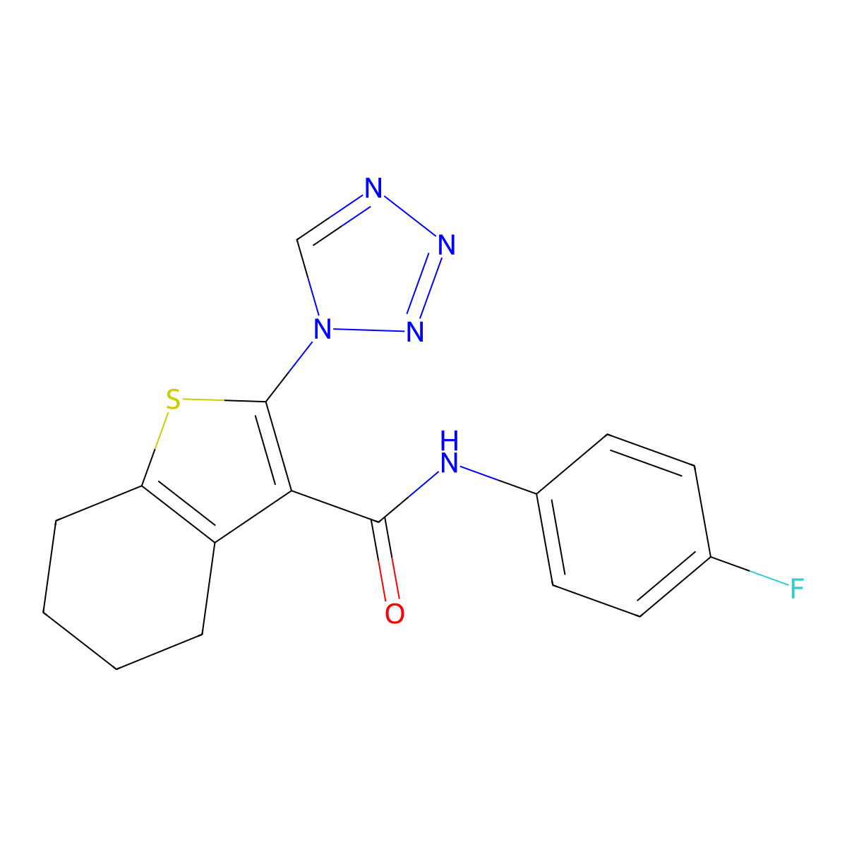 N-(4-fluorophenyl)-2-(1H-tetrazol-1-yl)-4,5,6,7-tetrahydro-1-benzothiophene-3-carboxamide molecular structure, CAS 1219582-01-0