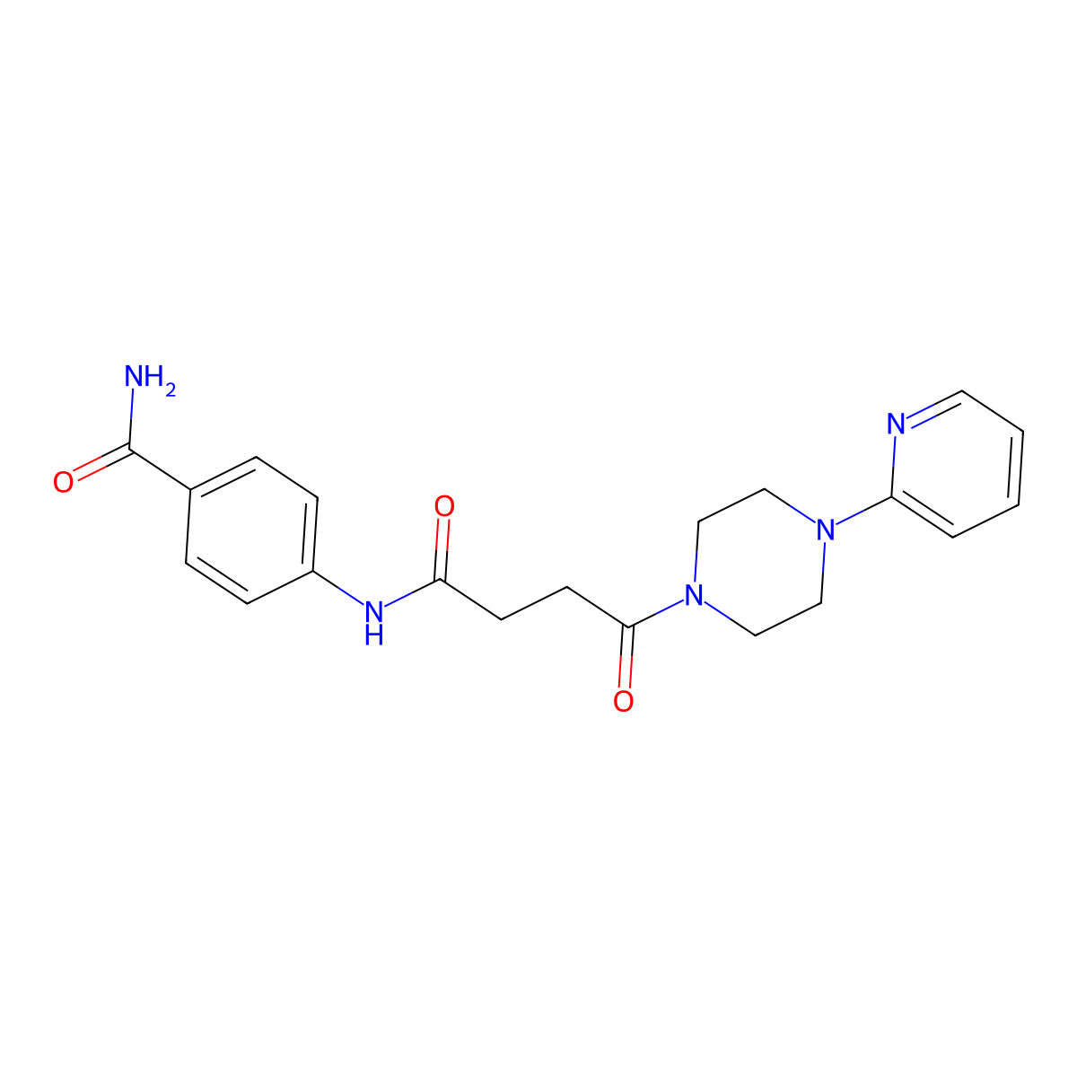 4-({4-Oxo-4-[4-(2-pyridyl)piperazino]butanoyl}amino)benzamide molecular structure, CAS 1219582-04-3