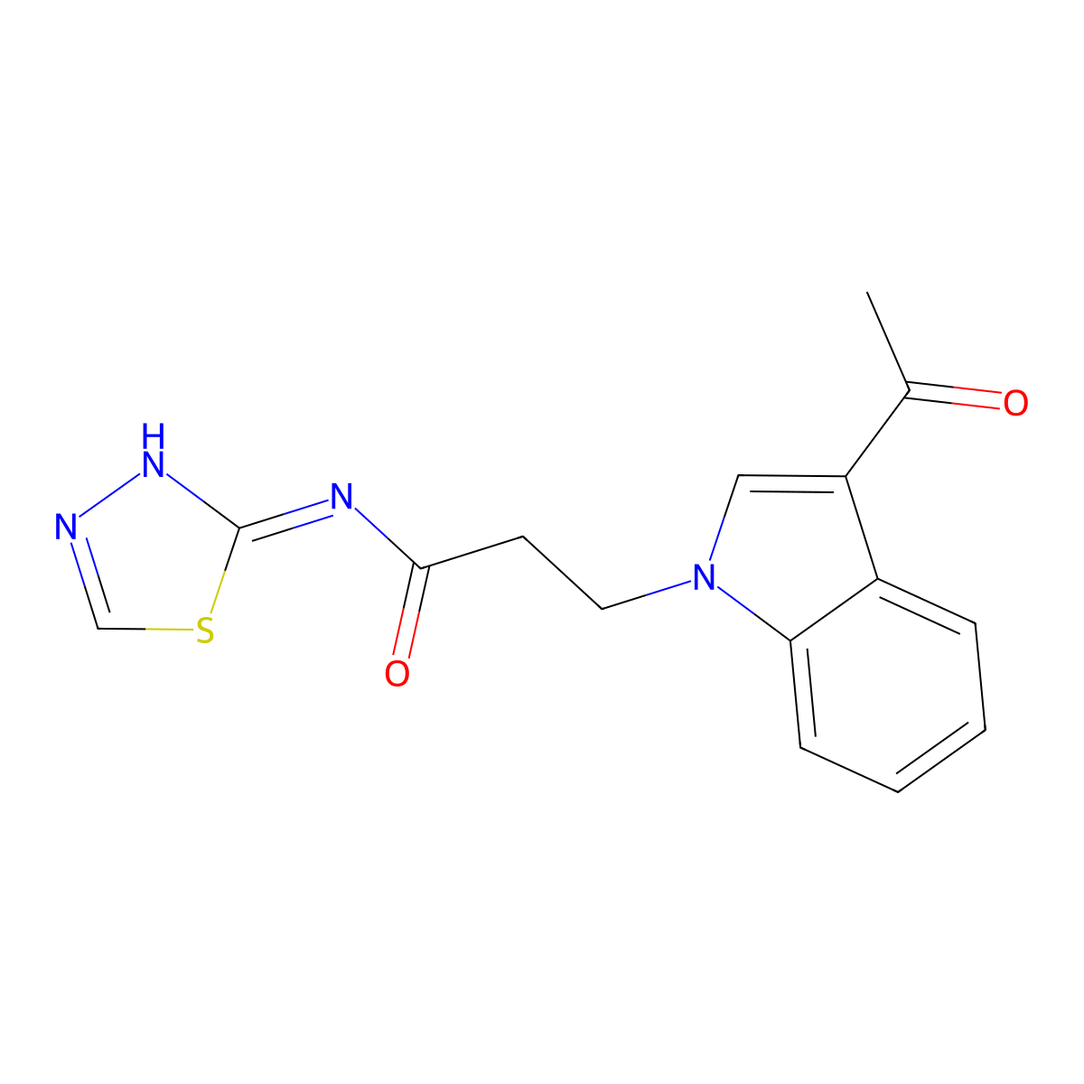 3-(3-acetyl-1H-indol-1-yl)-N-(1,3,4-thiadiazol-2-yl)propanamide molecular structure, CAS 1219582-36-1