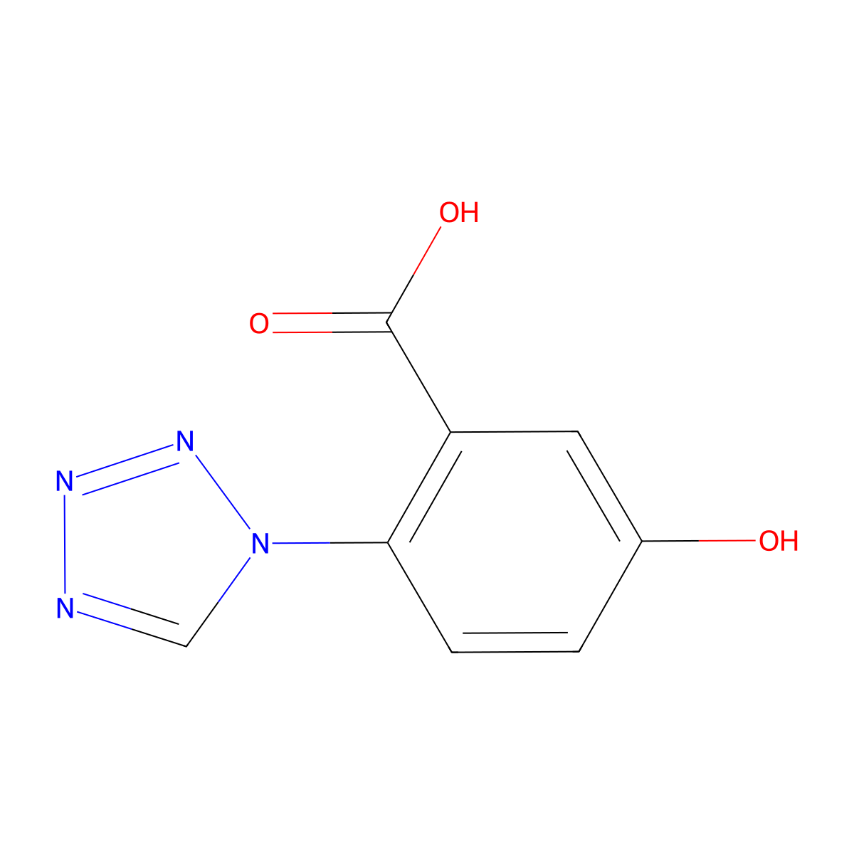 5-hydroxy-2-(1H-tetrazol-1-yl)benzoic acid molecular structure, CAS 1219582-43-0