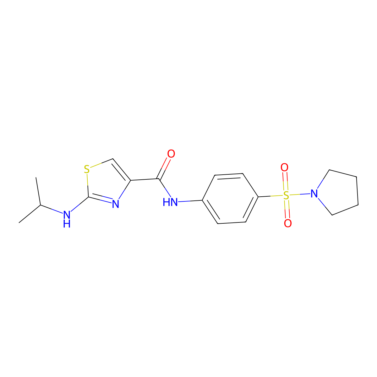 2-(isopropylamino)-N-[4-(1-pyrrolidinylsulfonyl)phenyl]-1,3-thiazole-4-carboxamide molecular structure, CAS 1219582-63-4