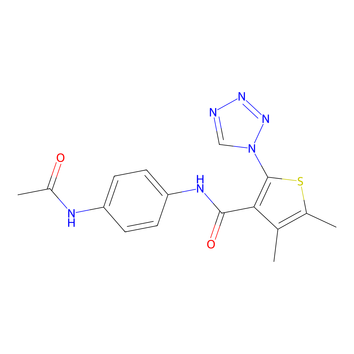 N-[4-(acetylamino)phenyl]-4,5-dimethyl-2-(1H-tetrazol-1-yl)thiophene-3-carboxamide molecular structure, CAS 1219582-68-9