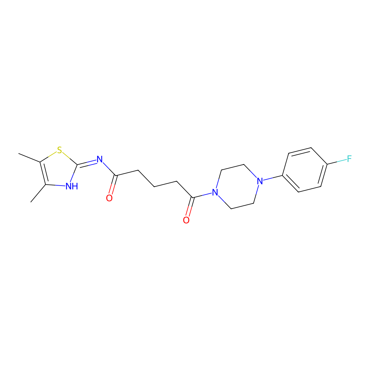 N-(4,5-dimethyl-1,3-thiazol-2-yl)-5-[4-(4-fluorophenyl)piperazino]-5-oxopentanamide molecular structure, CAS 1219582-78-1