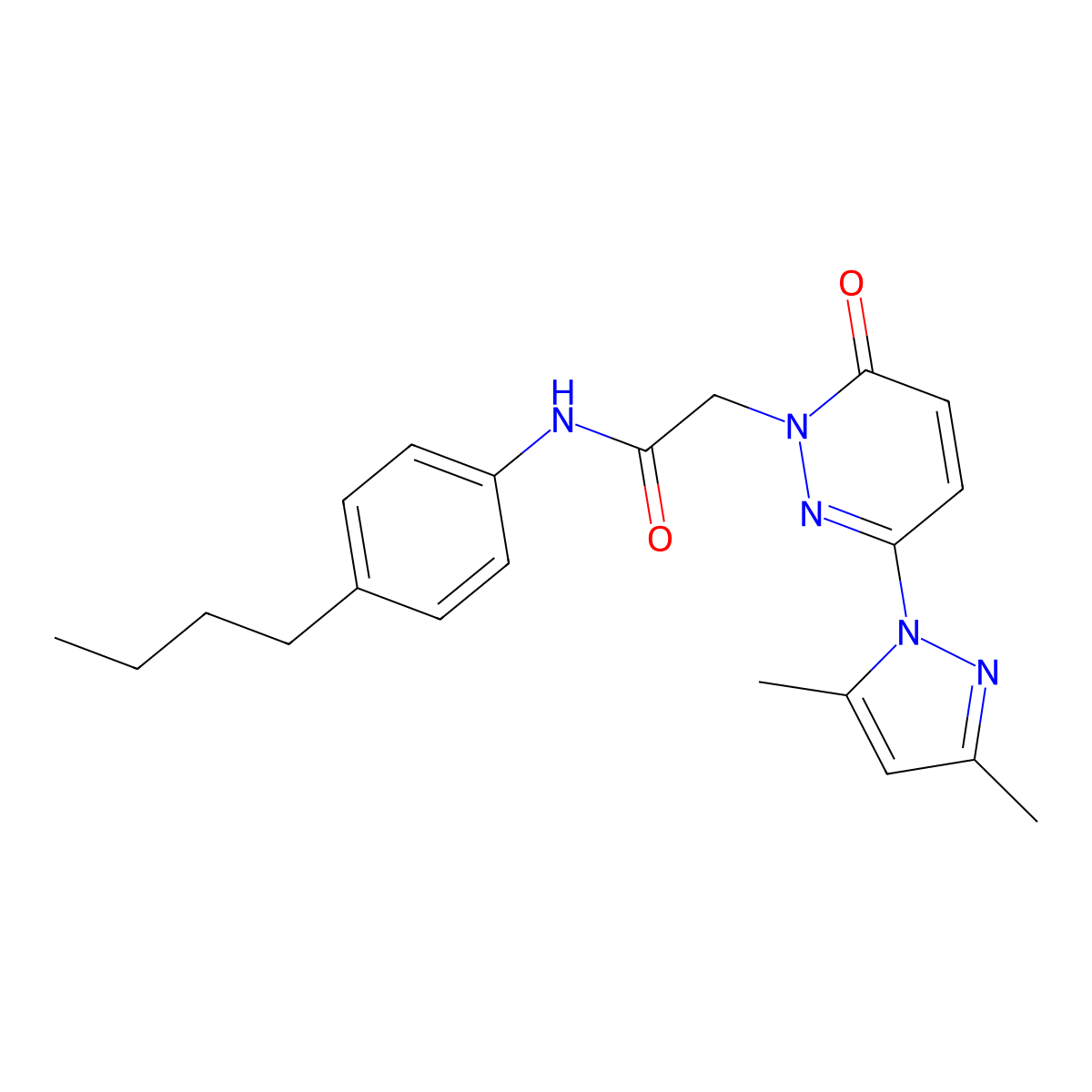 N-(4-butylphenyl)-2-(3-(3,5-dimethyl-1H-pyrazol-1-yl)-6-oxopyridazin-1(6H)-yl)acetamide molecular structure, CAS 1219582-81-6