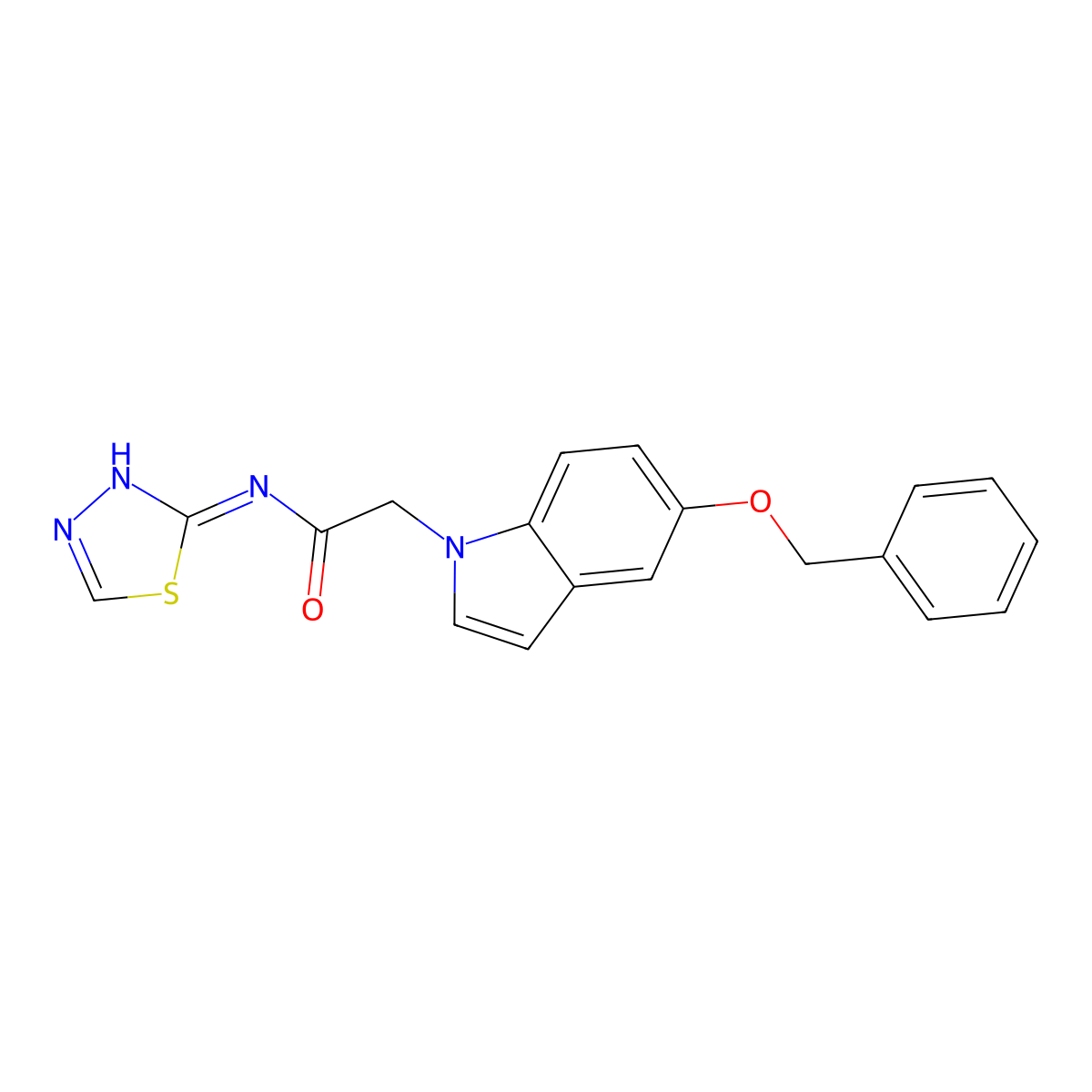 2-[5-(benzyloxy)-1H-indol-1-yl]-N-[(2Z)-1,3,4-thiadiazol-2(3H)-ylidene]acetamide molecular structure, CAS 1219583-06-8