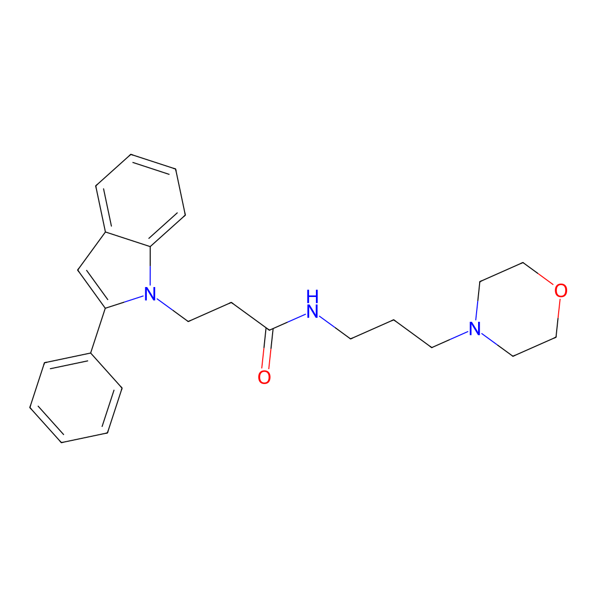 N-[3-(morpholin-4-yl)propyl]-3-(2-phenyl-1H-indol-1-yl)propanamide molecular structure, CAS 1219583-15-9