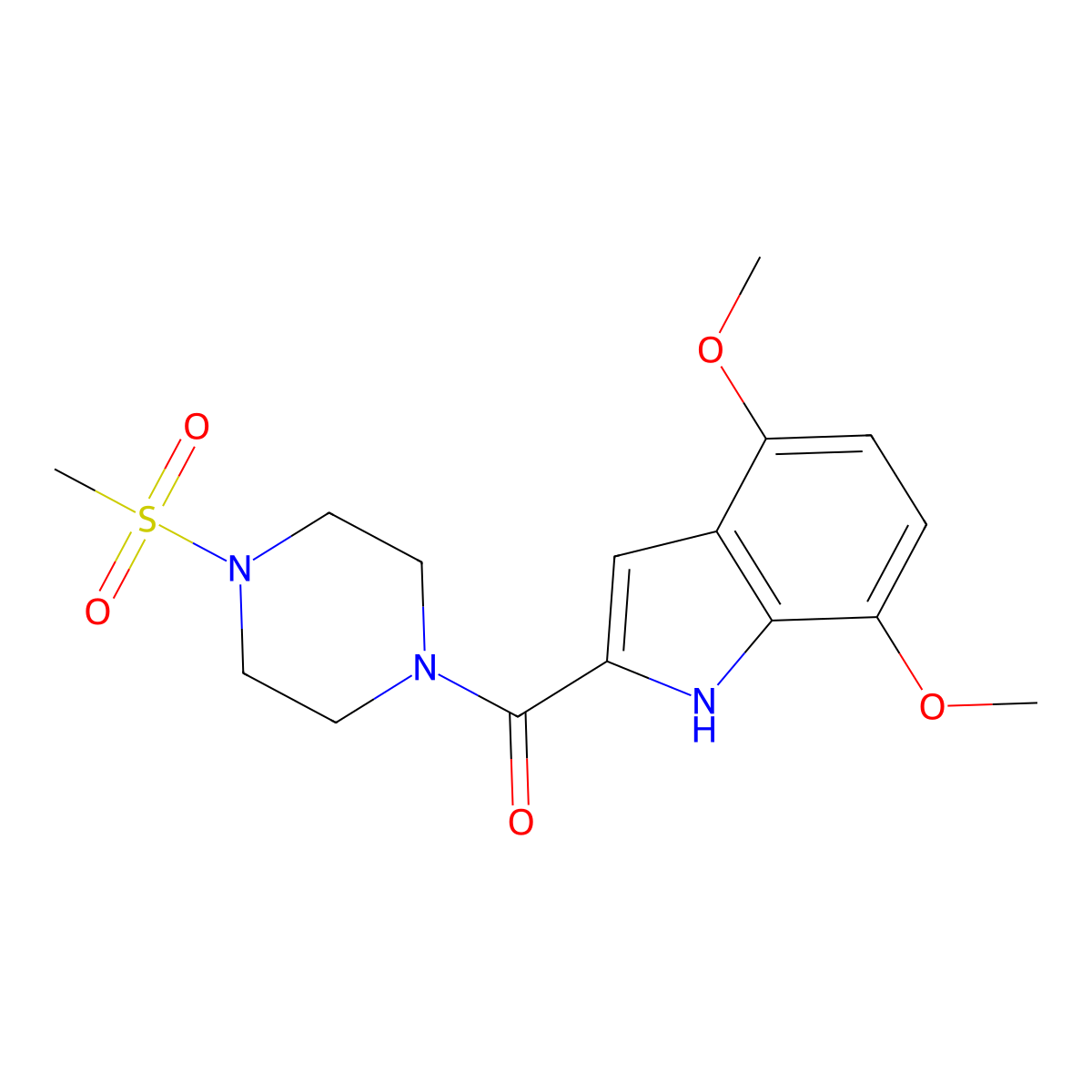(4,7-dimethoxy-1H-indol-2-yl)[4-(methylsulfonyl)piperazin-1-yl]methanone molecular structure, CAS 1219583-24-0