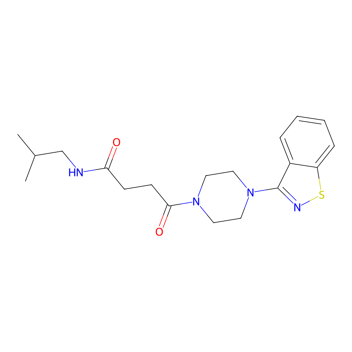 4-[4-(1,2-benzisothiazol-3-yl)piperazino]-N~1~-isobutyl-4-oxobutanamide molecular structure, CAS 1219583-31-9