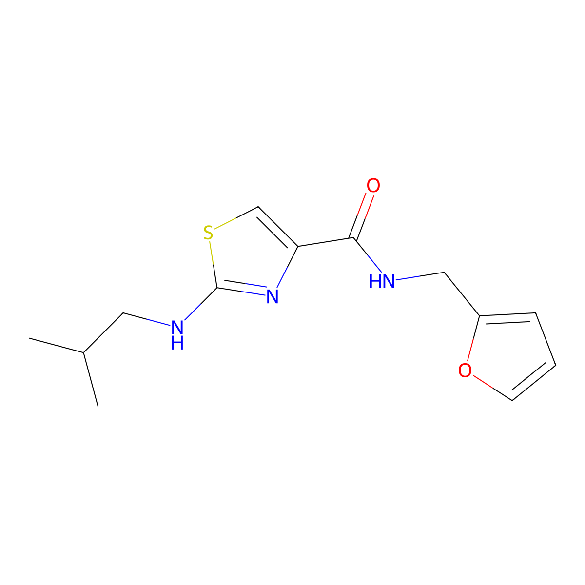 N-(2-furylmethyl)-2-(isobutylamino)-1,3-thiazole-4-carboxamide molecular structure, CAS 1219583-40-0