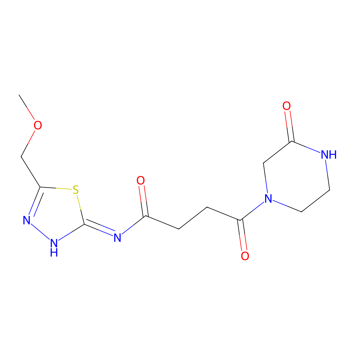 N-[(2Z)-5-(methoxymethyl)-1,3,4-thiadiazol-2(3H)-ylidene]-4-oxo-4-(3-oxopiperazin-1-yl)butanamide molecular structure, CAS 1219583-45-5