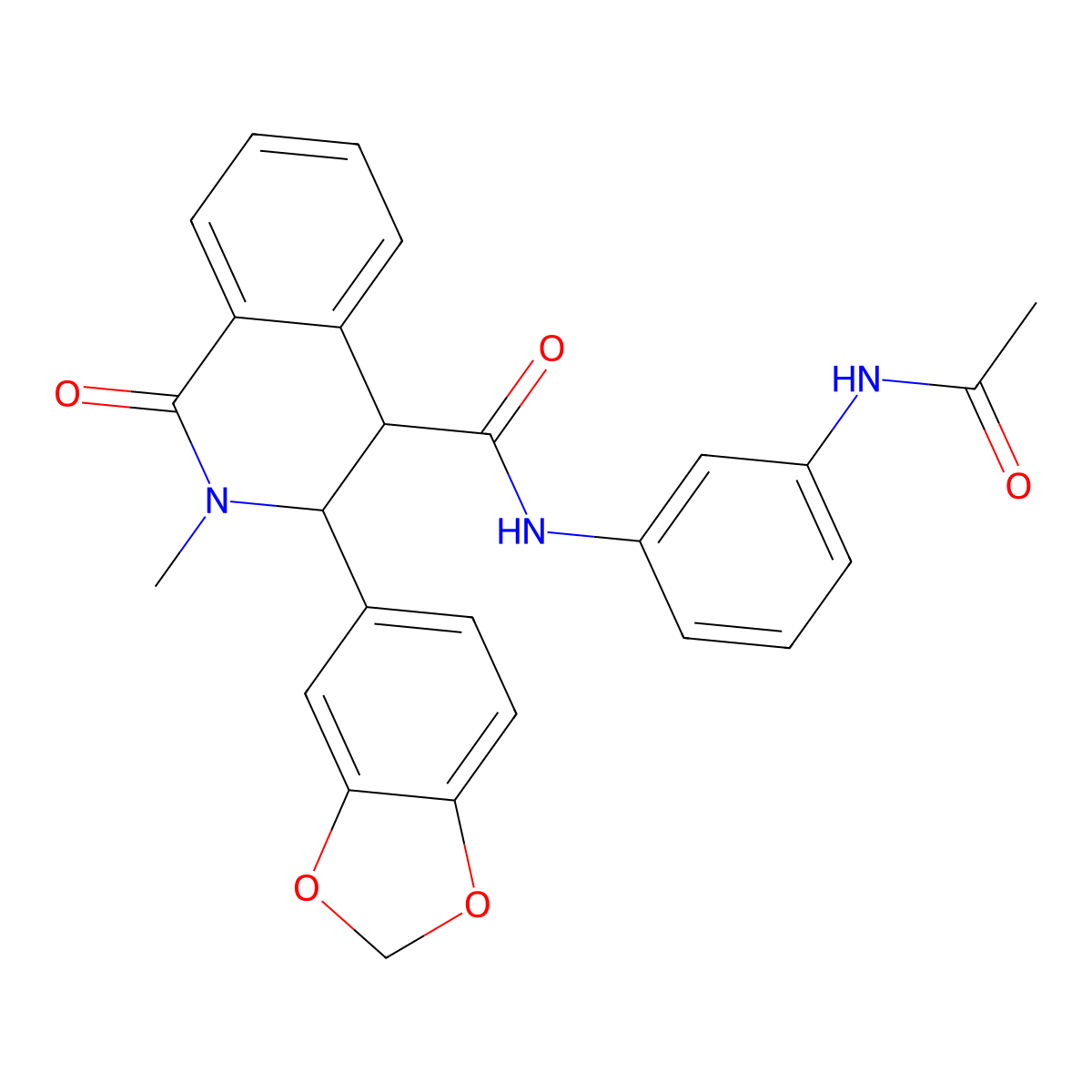 N-[3-(acetylamino)phenyl]-3-(1,3-benzodioxol-5-yl)-2-methyl-1-oxo-1,2,3,4-tetrahydroisoquinoline-4-carboxamide molecular structure, CAS 1219583-52-4