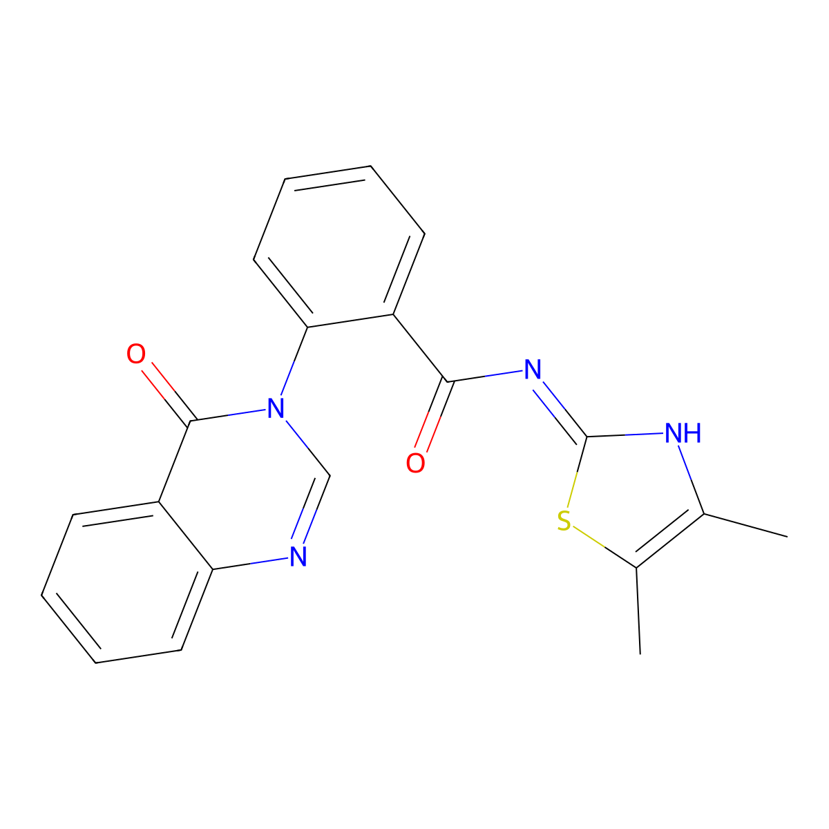 N-(4,5-dimethyl-1,3-thiazol-2-yl)-2-[4-oxo-3(4H)-quinazolinyl]benzamide molecular structure, CAS 1219583-72-8