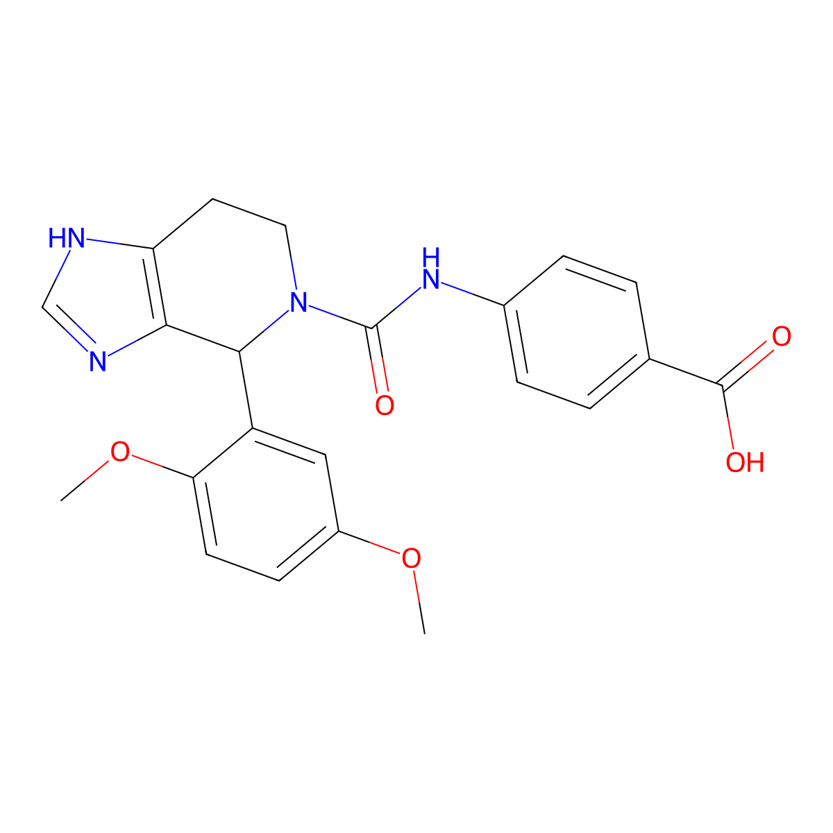 4-({[4-(2,5-dimethoxyphenyl)-1,4,6,7-tetrahydro-5H-imidazo[4,5-c]pyridin-5-yl]carbonyl}amino)benzoic acid molecular structure, CAS 1219583-74-0