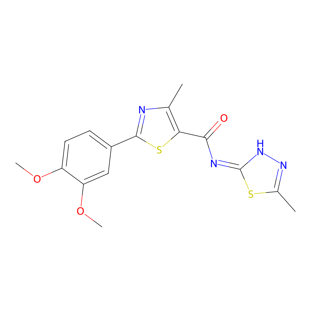 2-(3,4-dimethoxyphenyl)-4-methyl-N-[(2E)-5-methyl-1,3,4-thiadiazol-2(3H)-ylidene]-1,3-thiazole-5-carboxamide molecular structure, CAS 1219583-75-1