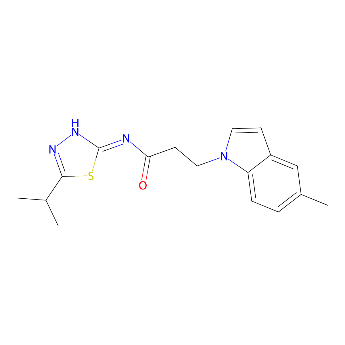 3-(5-methyl-1H-indol-1-yl)-N-[(2Z)-5-(propan-2-yl)-1,3,4-thiadiazol-2(3H)-ylidene]propanamide molecular structure, CAS 1219583-80-8
