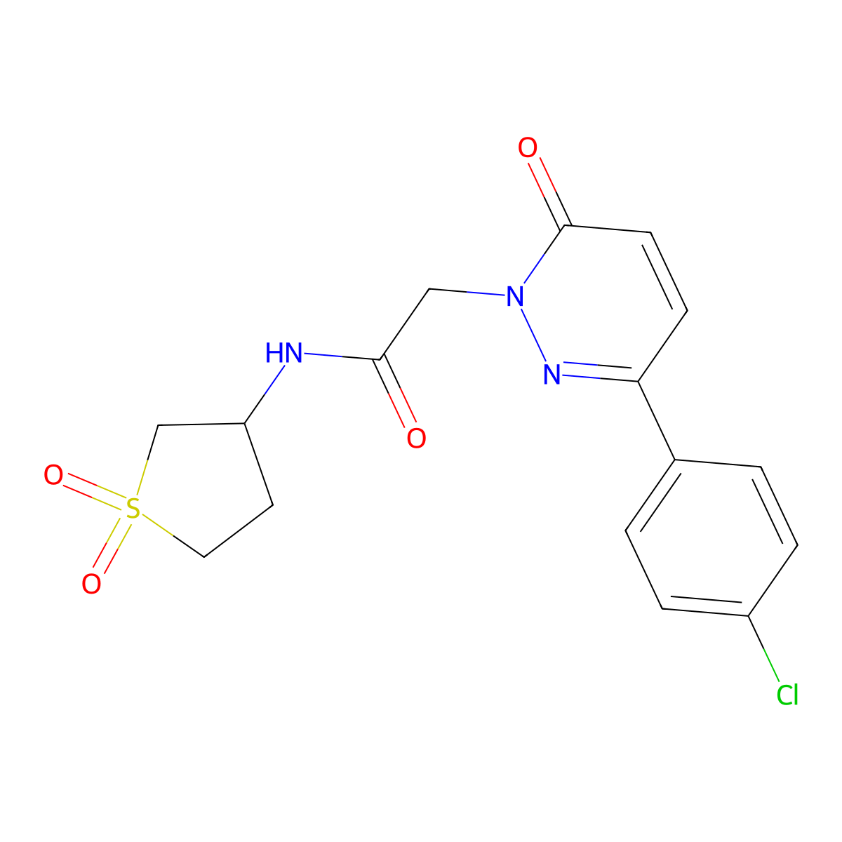 2-[3-(4-chlorophenyl)-6-oxopyridazin-1(6H)-yl]-N-(1,1-dioxidotetrahydrothiophen-3-yl)acetamide molecular structure, CAS 1219583-84-2