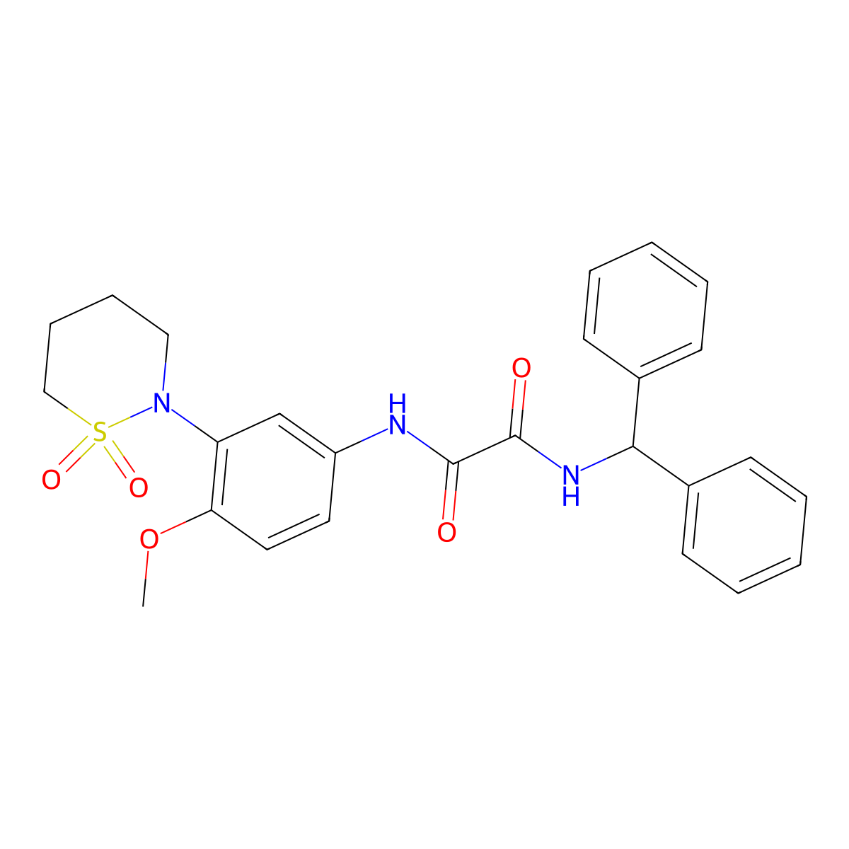 N-[3-(1,1-dioxido-1,2-thiazinan-2-yl)-4-methoxyphenyl]-N'-(diphenylmethyl)ethanediamide molecular structure, CAS 1219583-86-4