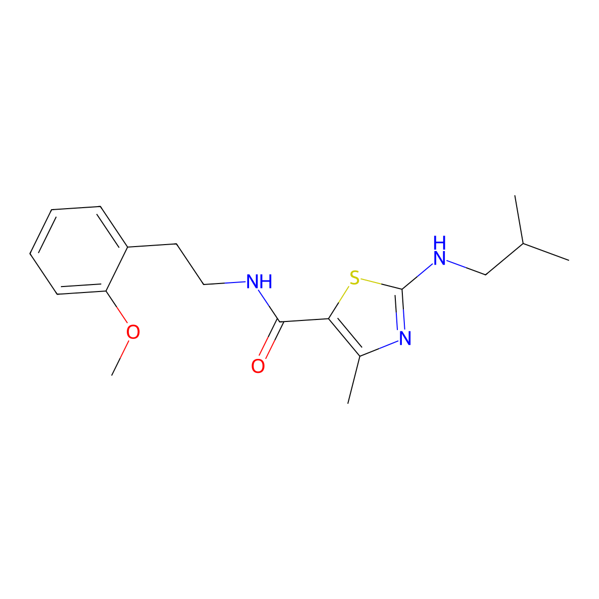 N-[2-(2-methoxyphenyl)ethyl]-4-methyl-2-[(2-methylpropyl)amino]-1,3-thiazole-5-carboxamide molecular structure, CAS 1219583-87-5