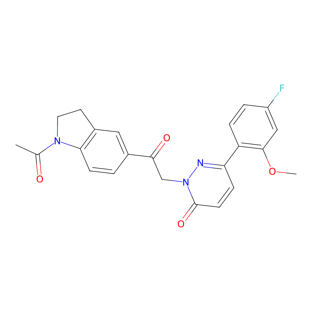 2-[2-(1-acetyl-2,3-dihydro-1H-indol-5-yl)-2-oxoethyl]-6-(4-fluoro-2-methoxyphenyl)pyridazin-3(2H)-one molecular structure, CAS 1219584-00-5