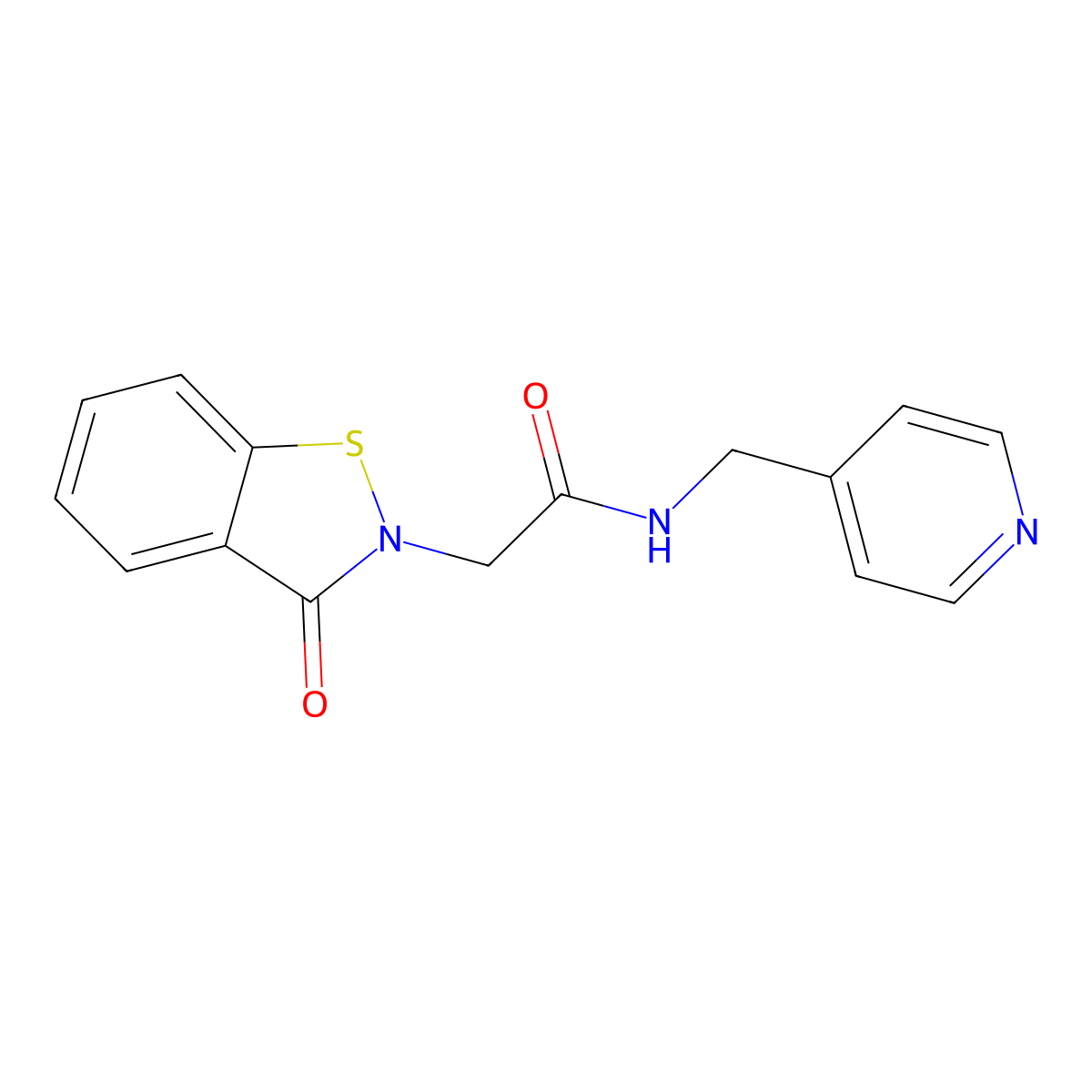 2-(3-oxo-1,2-benzothiazol-2(3H)-yl)-N-(pyridin-4-ylmethyl)acetamide molecular structure, CAS 1219584-11-8