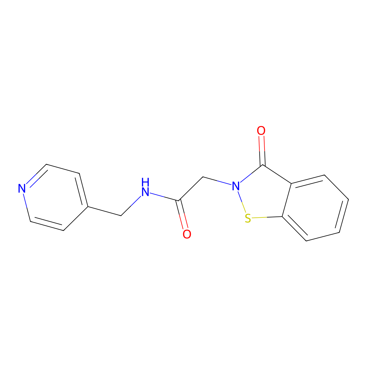 2-(3-oxo-1,2-benzothiazol-2(3H)-yl)-N-(pyridin-4-ylmethyl)acetamide molecular structure, CAS 1219584-11-8