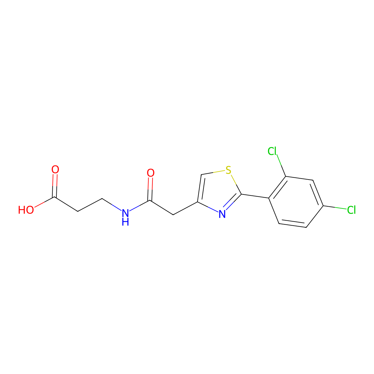 3-(2-(2-(2,4-Dichlorophenyl)thiazol-4-yl)acetamido)propanoic acid molecular structure, CAS 1219584-25-4
