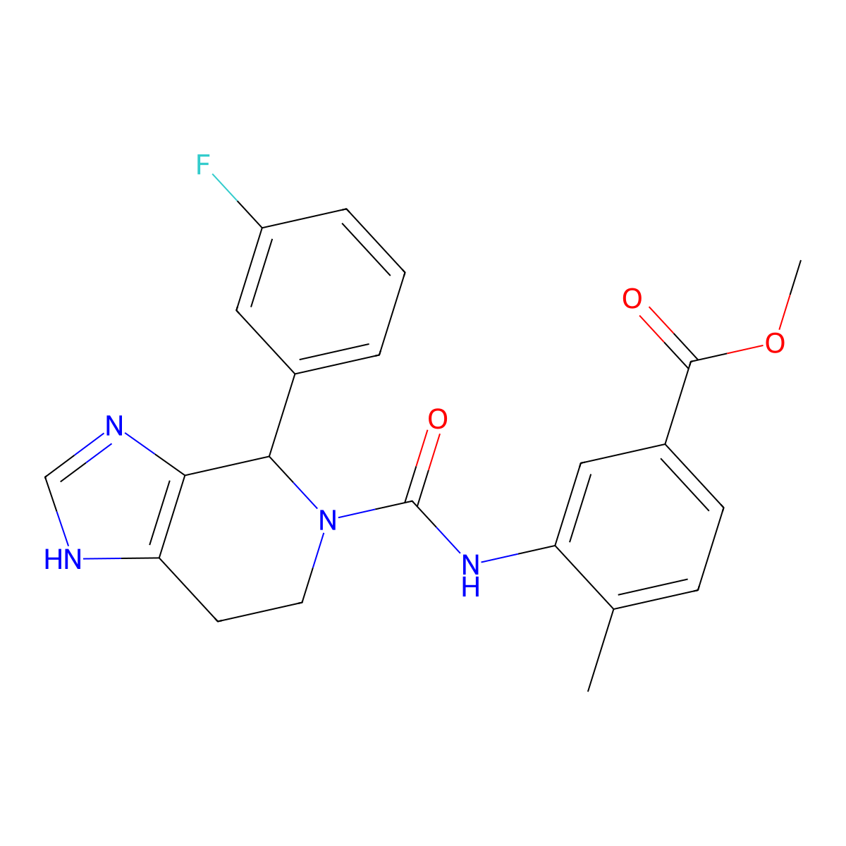 methyl 3-({[4-(3-fluorophenyl)-1,4,6,7-tetrahydro-5H-imidazo[4,5-c]pyridin-5-yl]carbonyl}amino)-4-methylbenzoate molecular structure, CAS 1219584-27-6