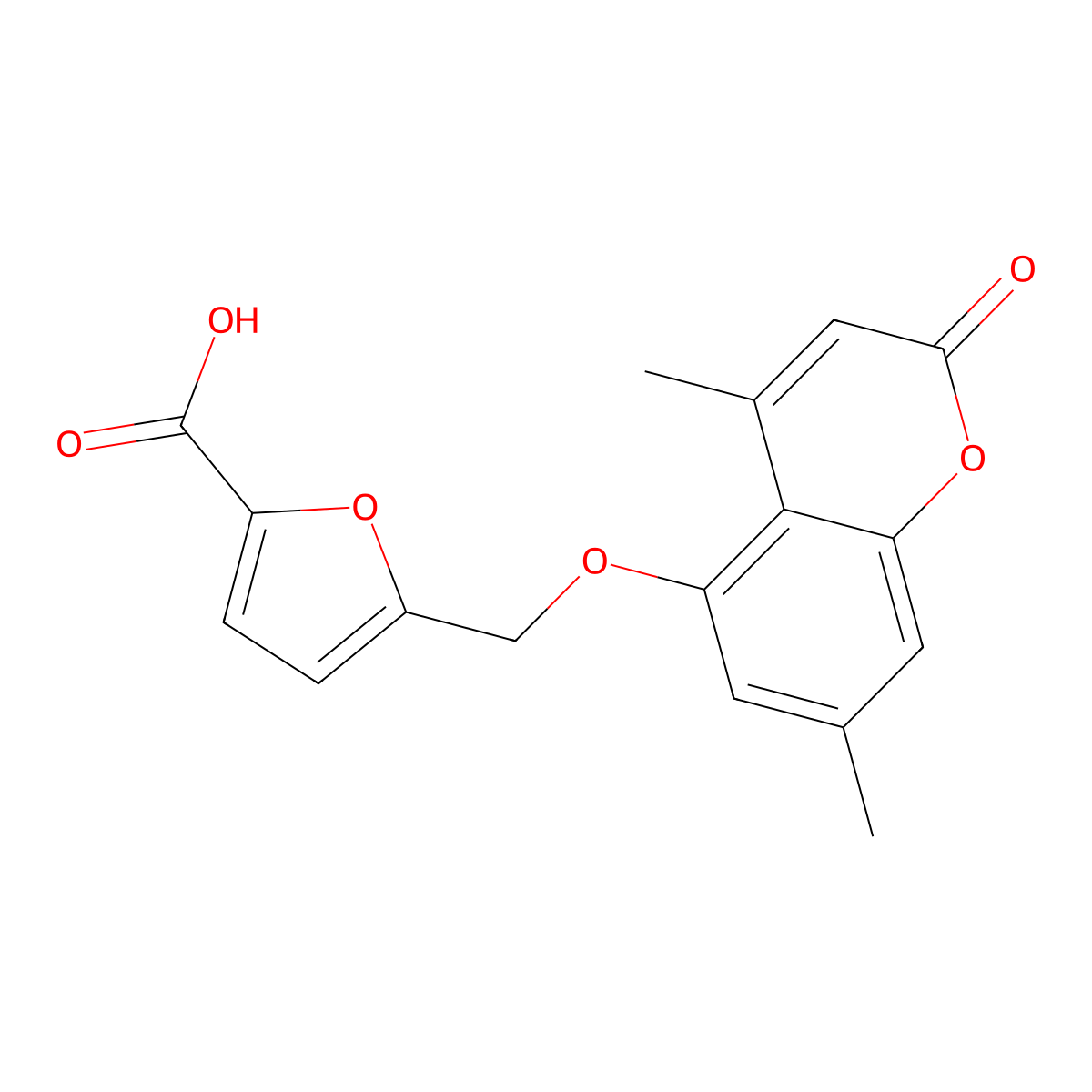 5-{[(4,7-dimethyl-2-oxo-2H-chromen-5-yl)oxy]methyl}-2-furoic acid molecular structure, CAS 1219584-70-9