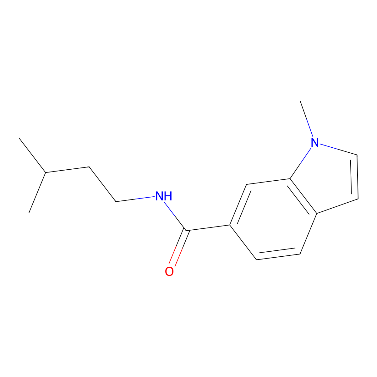 1-methyl-N-(3-methylbutyl)-1H-indole-6-carboxamide molecular structure, CAS 1219584-75-4