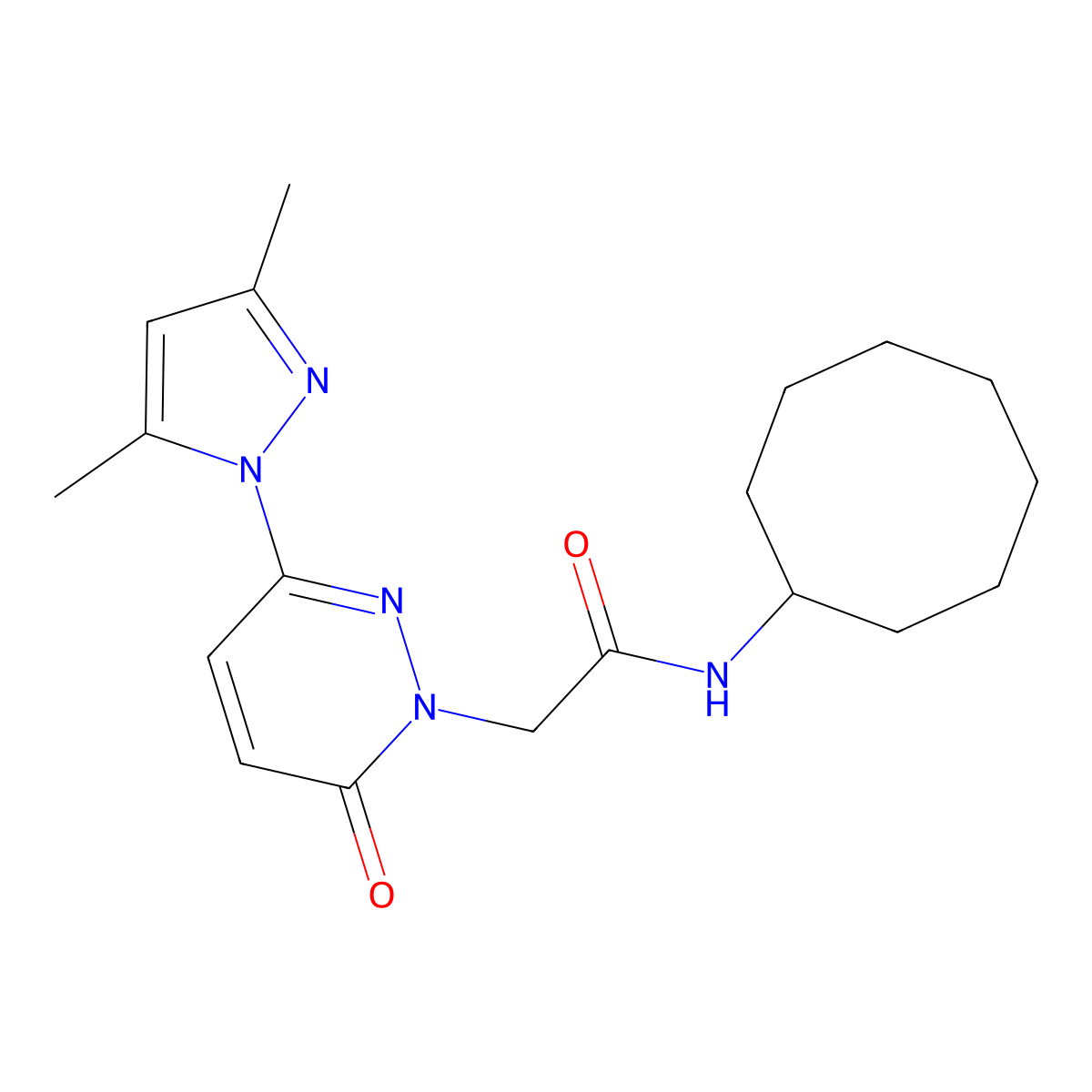 N-cyclooctyl-2-[3-(3,5-dimethyl-1H-pyrazol-1-yl)-6-oxopyridazin-1(6H)-yl]acetamide molecular structure, CAS 1219584-77-6