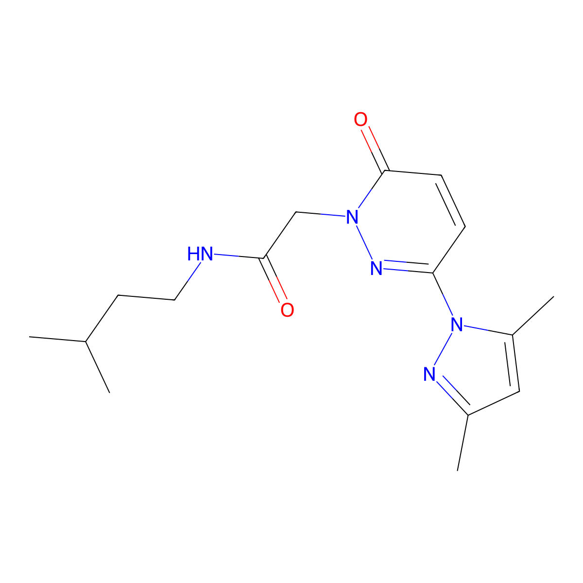 2-[3-(3,5-dimethyl-1H-pyrazol-1-yl)-6-oxopyridazin-1(6H)-yl]-N-(3-methylbutyl)acetamide molecular structure, CAS 1219584-80-1