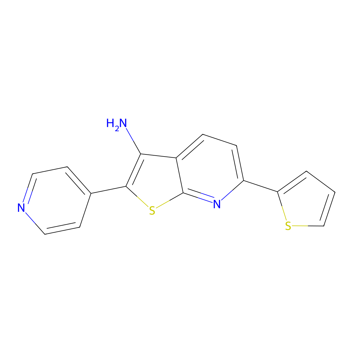 2-(Pyridin-4-yl)-6-(thiophen-2-yl)thieno[2,3-b]pyridin-3-amine molecular structure, CAS 1219584-82-3