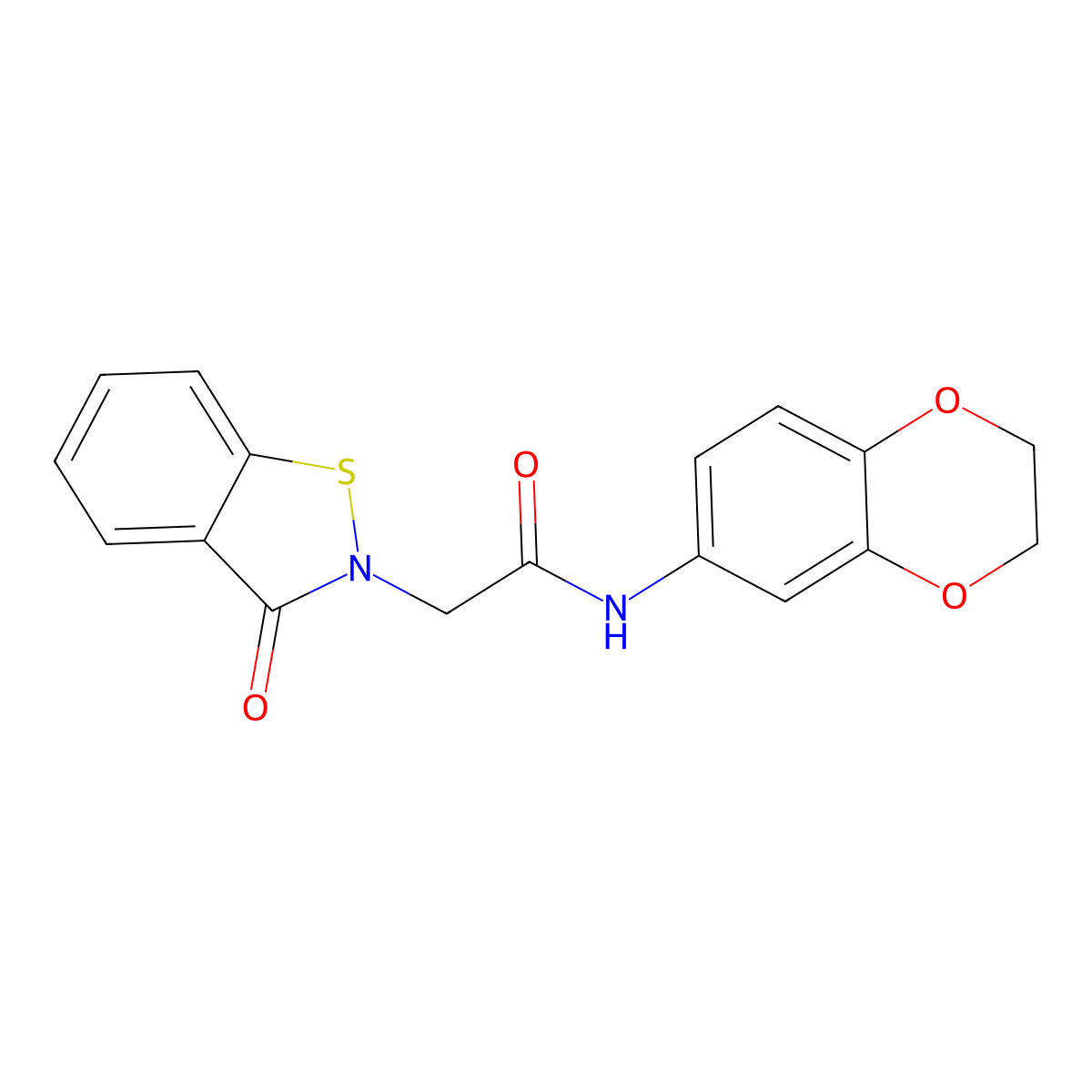 N-(2,3-dihydro-1,4-benzodioxin-6-yl)-2-(3-oxo-1,2-benzothiazol-2(3H)-yl)acetamide molecular structure, CAS 1219584-83-4