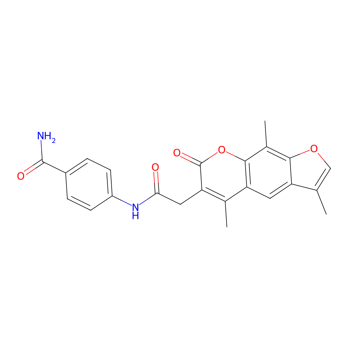 4-{[(3,5,9-trimethyl-7-oxo-7H-furo[3,2-g]chromen-6-yl)acetyl]amino}benzamide molecular structure, CAS 1219584-89-0