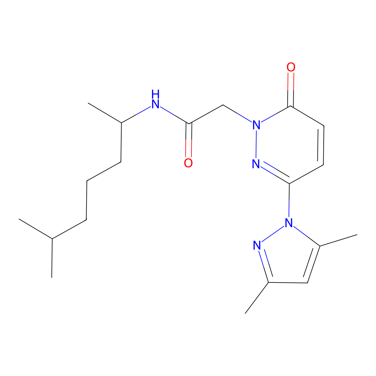 2-[3-(3,5-dimethyl-1H-pyrazol-1-yl)-6-oxopyridazin-1(6H)-yl]-N-(6-methylheptan-2-yl)acetamide molecular structure, CAS 1219584-92-5